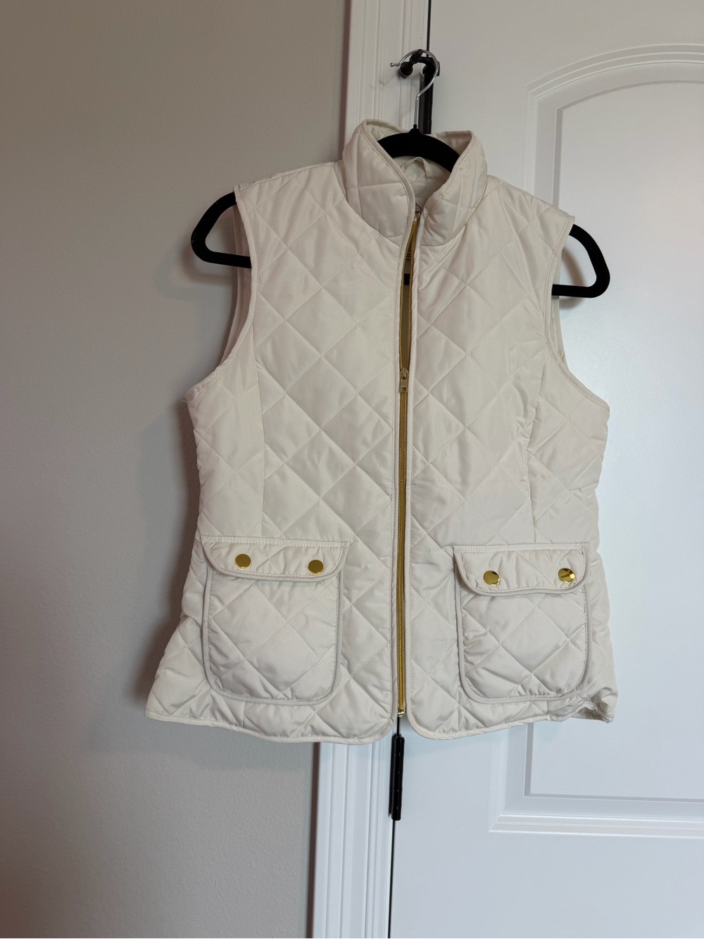 St. John's Bay Cream Quilted Vest with Gold-Tone Accents